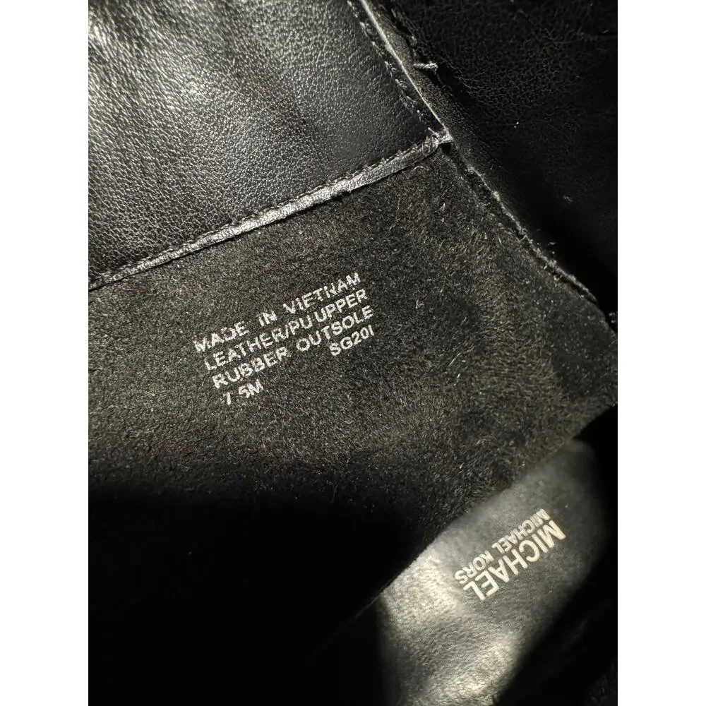 Michael Kors Channing Black Leather Sherpa Platform Boots 7.5